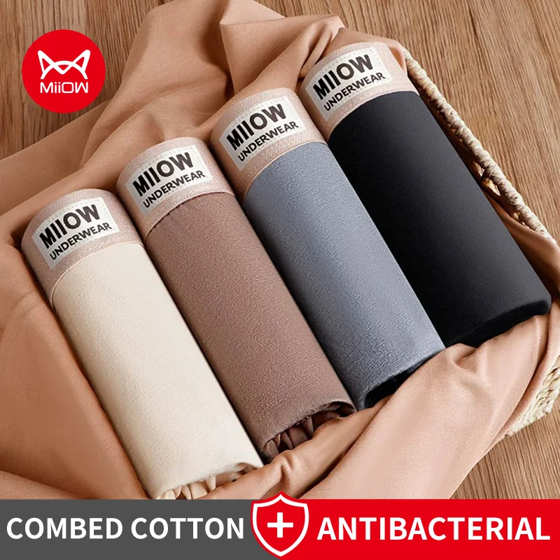 MiiOW 4Pcs Softness Cotton Men Underwear Breathable U-shaped Crotch Men's Panties Antibacterial Man Underpants Mens Boxer Briefs
MiiOW 4Pcs Softness Cotton Men Underwear Breathable U-shaped Crotch Men's Panties Antibacterial Man Underpants Mens Boxer Briefs