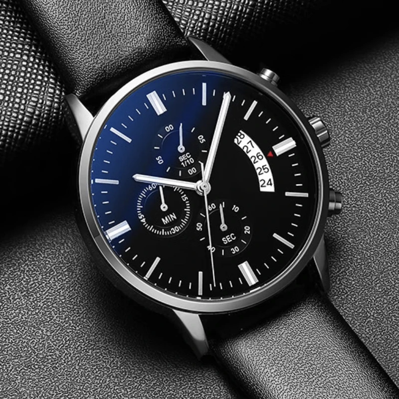 Fashion Mens Sports Watches Luxury Black Leather Stainless Steel Quartz Wrist Watch Men Business Casual Watch Relogio Masculino
Fashion Mens Sports Watches Luxury Black Leather Stainless Steel Quartz Wrist Watch Men Business Casual Watch Relogio Masculino