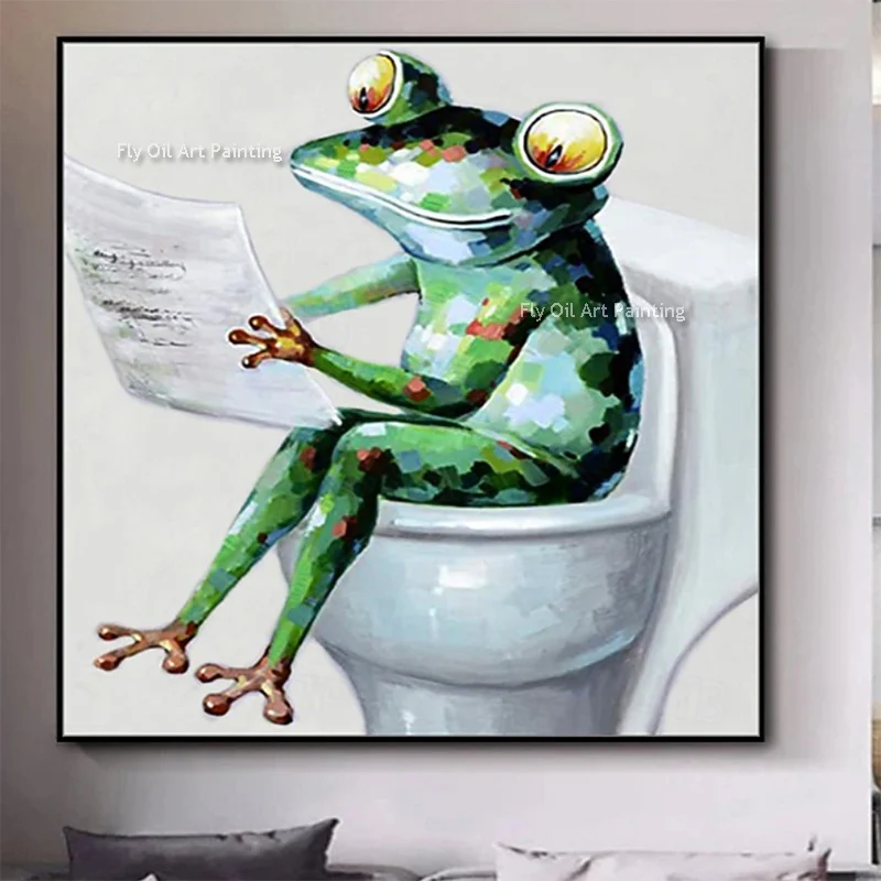 Hand Drawn Green Beige Frog Canvas Thick Oil Painting Abstract Animal Reads Newspapers While In The Toilet Specail Wall Art Deco
Hand Drawn Green Beige Frog Canvas Thick Oil Painting Abstract Animal Reads Newspapers While In The Toilet Specail Wall Art Deco