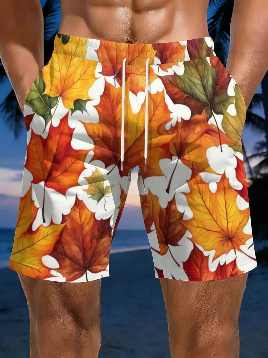 Mens Autumn Leaves Print Beach Trunks For Outdoor Activities
Mens Autumn Leaves Print Beach Trunks For Outdoor Activities