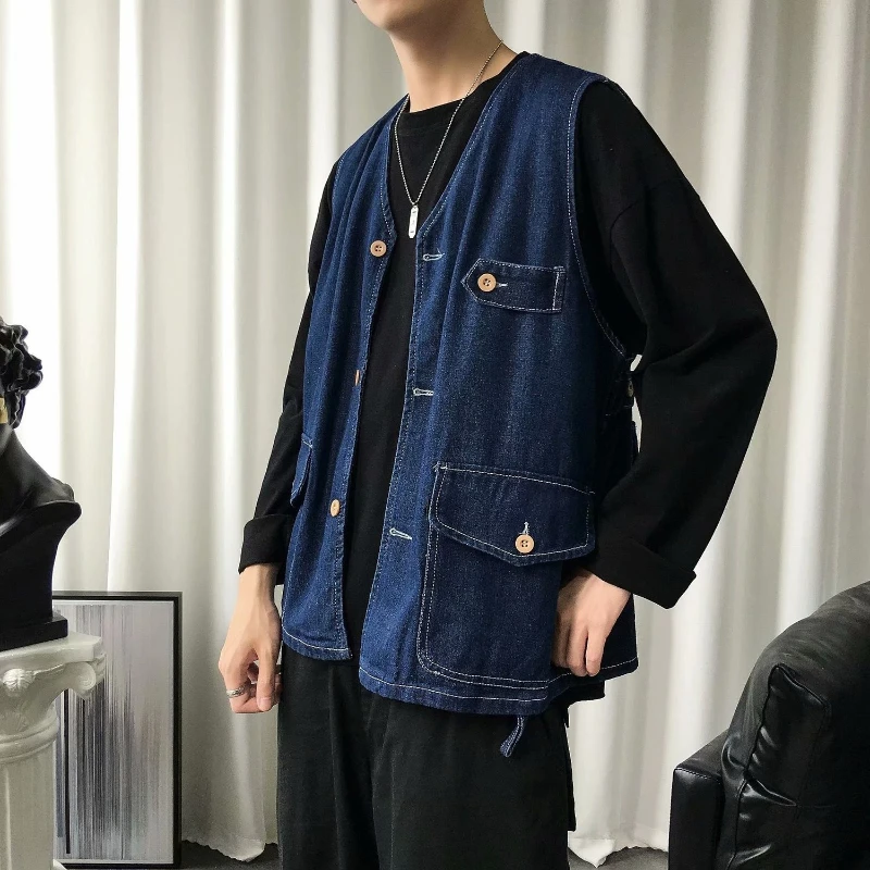 Мужской повседневный джинсовый жилет, свободная куртка унисекс в корейском стиле без рукавов, ковбойский жилет в стиле вестерн на весну и осень, модная студенческая рабочая одежда
Мужской повседневный джинсовый жилет, свободная куртка унисекс в корейском стиле без рукавов, ковбойский жилет в стиле вестерн на весну и осень, модная студенческая рабочая одежда