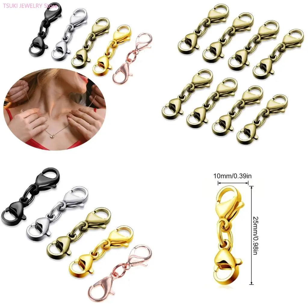 62KE 8 Pcs Double Lobster Clasp Double Claw Connector Bracelet Extension Clasp Necklace Extender Suitable for Jewelry Chain
62KE 8 Pcs Double Lobster Clasp Double Claw Connector Bracelet Extension Clasp Necklace Extender Suitable for Jewelry Chain