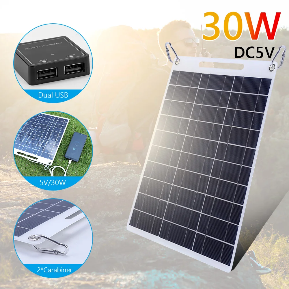 30W 5V Portable Solar Panel Waterproof Solar Cell Panel Solar Plate for 3.6V-5V Battery/Phone Charger for Outdoor Camping Hiking
30W 5V Portable Solar Panel Waterproof Solar Cell Panel Solar Plate for 3.6V-5V Battery/Phone Charger for Outdoor Camping Hiking