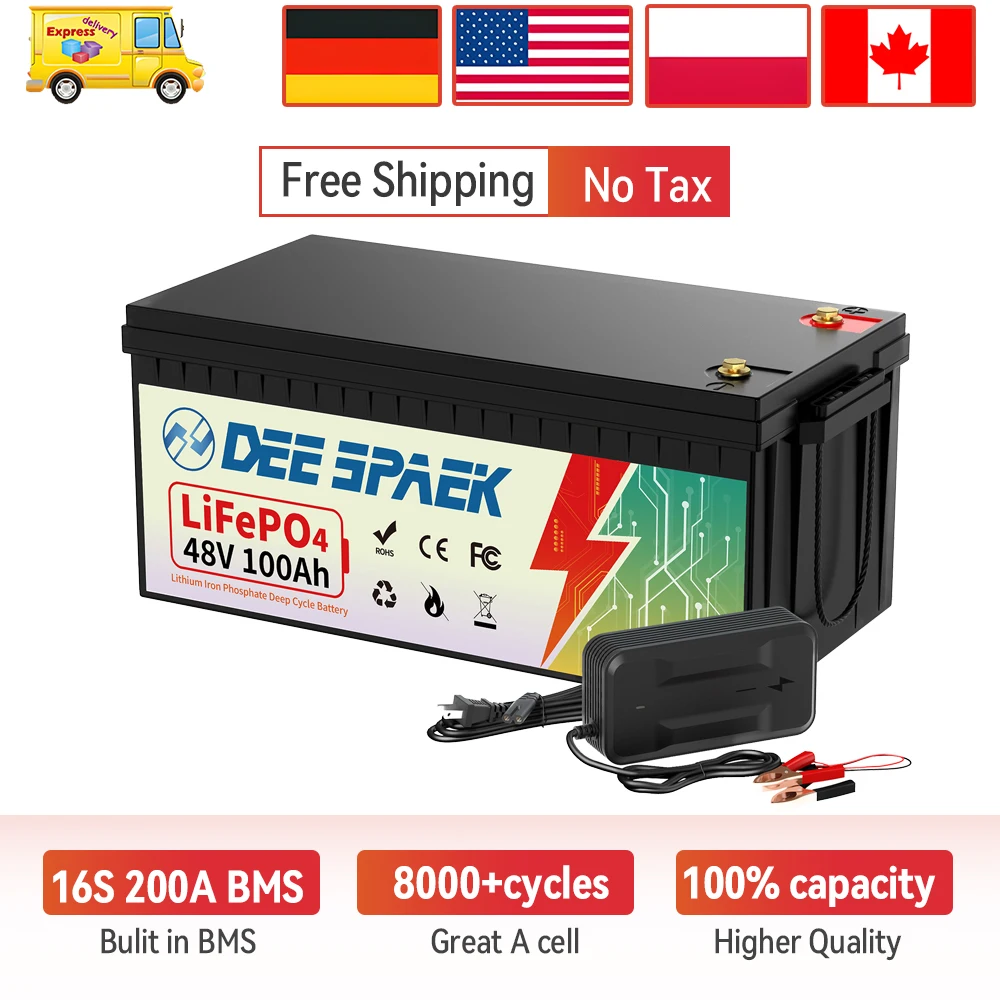 48V 100AH LiFePO4 Battery Pack 48V Lithium Iron Phosphate Batteries For Touring Car Boat Off-Road Off-grid Solar Energy EU Stock
48V 100AH LiFePO4 Battery Pack 48V Lithium Iron Phosphate Batteries For Touring Car Boat Off-Road Off-grid Solar Energy EU Stock