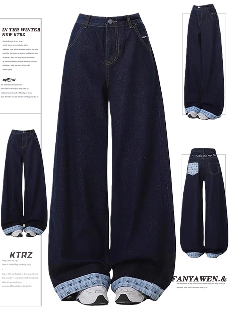 Большие размеры, американские клетчатые джинсы с высокой талией на подкладке, широкие брюки прямого кроя для женщин, осенне-зимние брюки
Большие размеры, американские клетчатые джинсы с высокой талией на подкладке, широкие брюки прямого кроя для женщин, осенне-зимние брюки