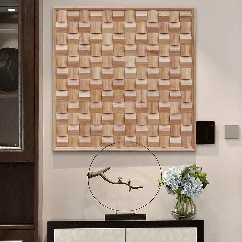 New Chinese log solid wood triangular simple entrance object 3D three-dimensional background wall decoration painting
New Chinese log solid wood triangular simple entrance object 3D three-dimensional background wall decoration painting