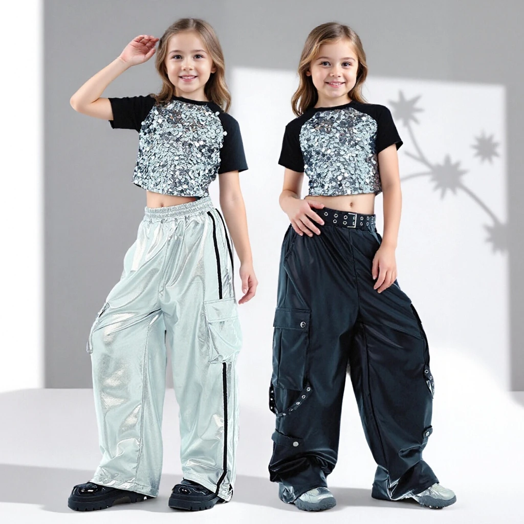 Girls Jazz Dance Outfit Cool Sequins T-shirt Leather Pants 2 Piece Teen Groups Children Performance Costume Kids Dancewear 14 Y
Girls Jazz Dance Outfit Cool Sequins T-shirt Leather Pants 2 Piece Teen Groups Children Performance Costume Kids Dancewear 14 Y