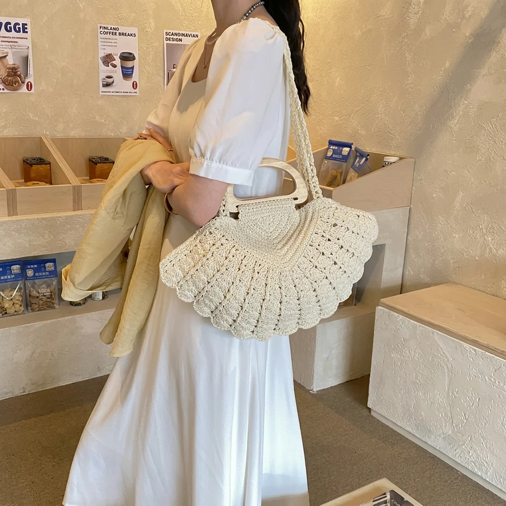 Woven Shoulder Bag Retro Hollow Out Handbag Beach Vacation Bag Lightweight Cotton Rope Tote For Daily Outings Beach Trips
Woven Shoulder Bag Retro Hollow Out Handbag Beach Vacation Bag Lightweight Cotton Rope Tote For Daily Outings Beach Trips