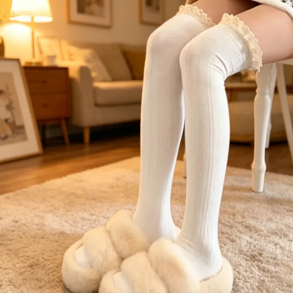 Socks Woman Autumn and Winter Thick Knit Solid Color Thigh High Stockings Curly Black White Socks for Women Over Knee Keep Warm
Socks Woman Autumn and Winter Thick Knit Solid Color Thigh High Stockings Curly Black White Socks for Women Over Knee Keep Warm