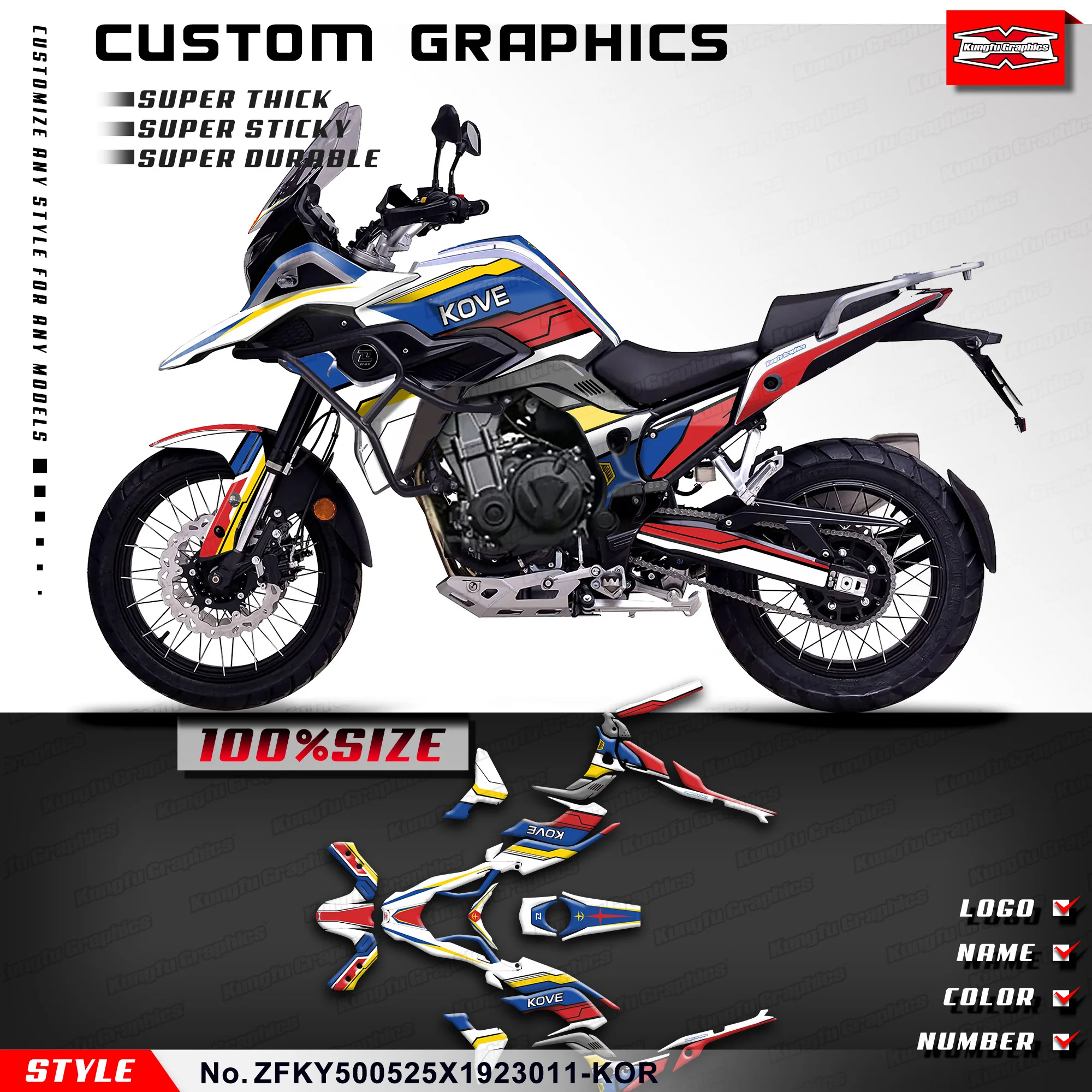 KUNGFU GRAPHICS Stickers Set Vinyl Decal for KOVE 500X 525X ADV ZF500X ZF525X 2019 2020 2021 2022 2023, ZFKY500525X1923011-KOR
KUNGFU GRAPHICS Stickers Set Vinyl Decal for KOVE 500X 525X ADV ZF500X ZF525X 2019 2020 2021 2022 2023, ZFKY500525X1923011-KOR