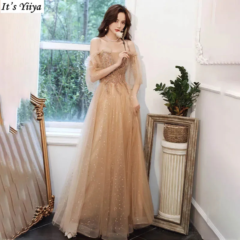 It's Yiiya Customized Evening Dress Champagne Appliques Off the Shoulder Floor-Length A-Line Plus size Woman Formal Party Gown
It's Yiiya Customized Evening Dress Champagne Appliques Off the Shoulder Floor-Length A-Line Plus size Woman Formal Party Gown