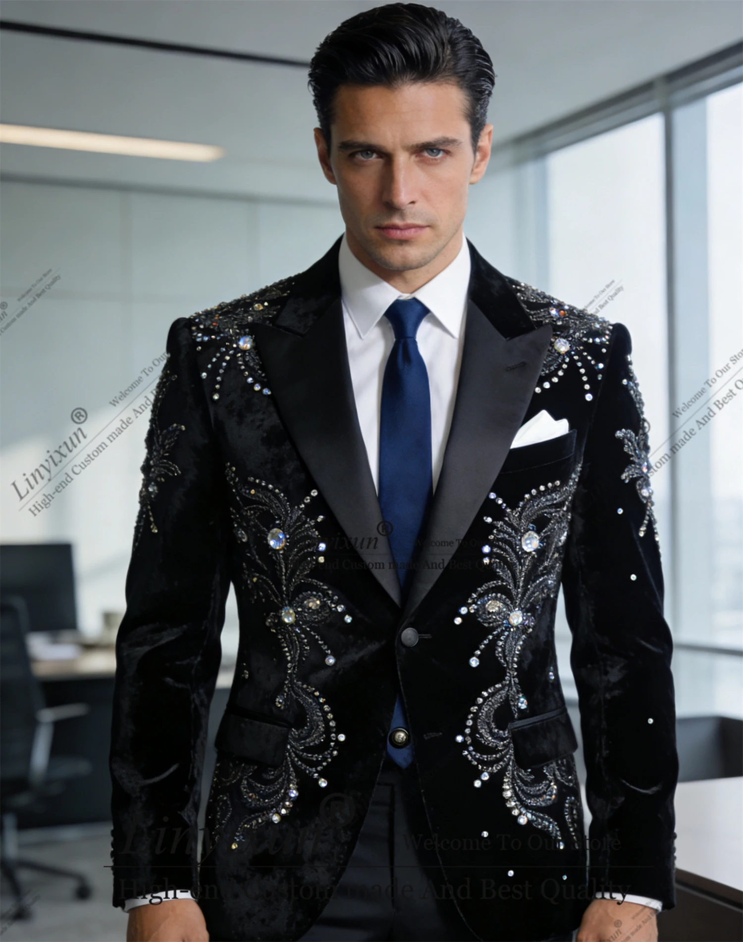 British style Metal Embellished Men Suits High End Customized Wedding Blazers Outfit 2 Pieces Slim Groom Tuxedos ropa hombre
British style Metal Embellished Men Suits High End Customized Wedding Blazers Outfit 2 Pieces Slim Groom Tuxedos ropa hombre
