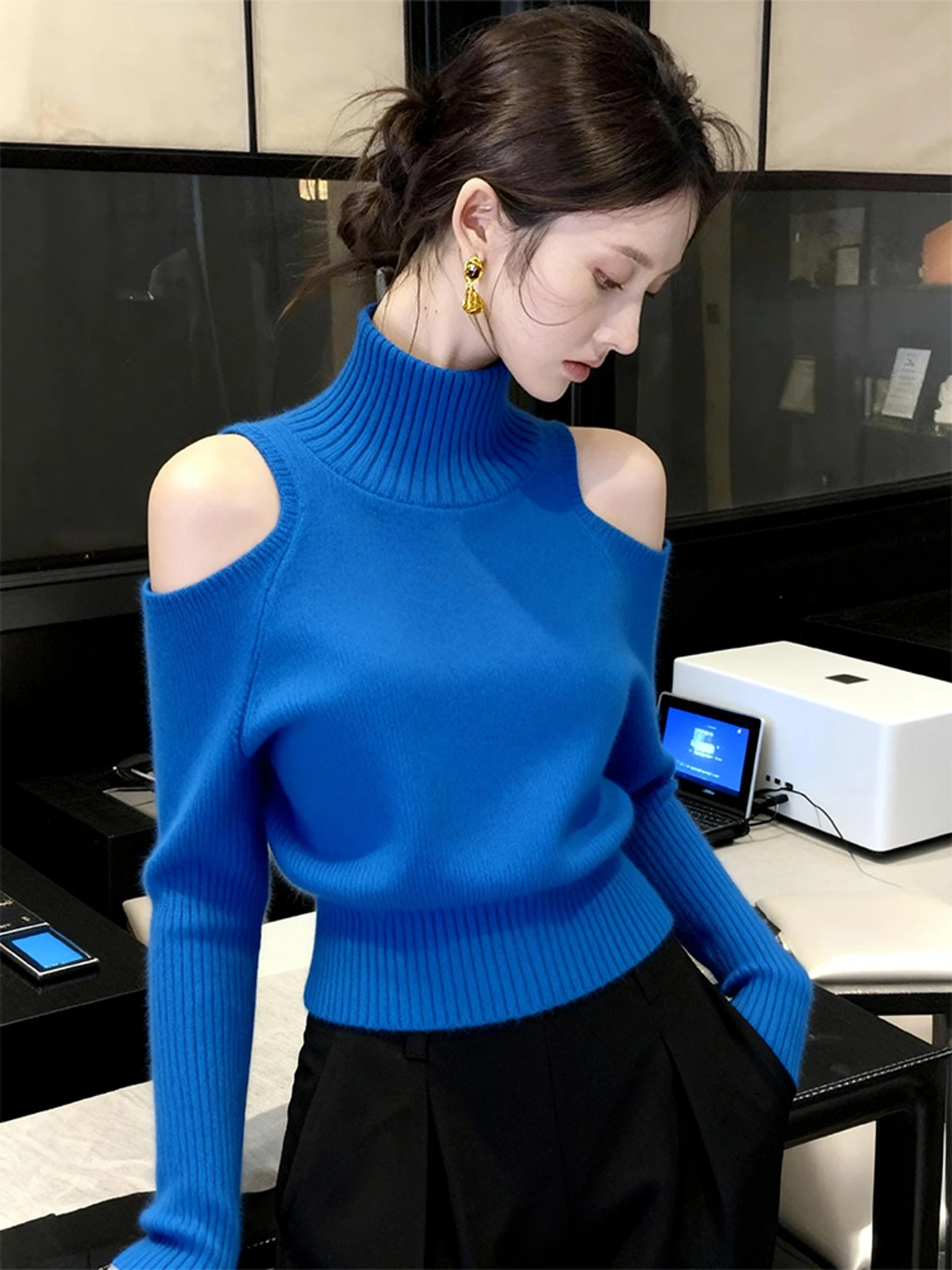 Korean Sle Unique Blue f High Ne Sweater Women's Autumn Winter Faionable Knitted Top Loose Fit Soft Pure Color
Korean Sle Unique Blue f High Ne Sweater Women's Autumn Winter Faionable Knitted Top Loose Fit Soft Pure Color