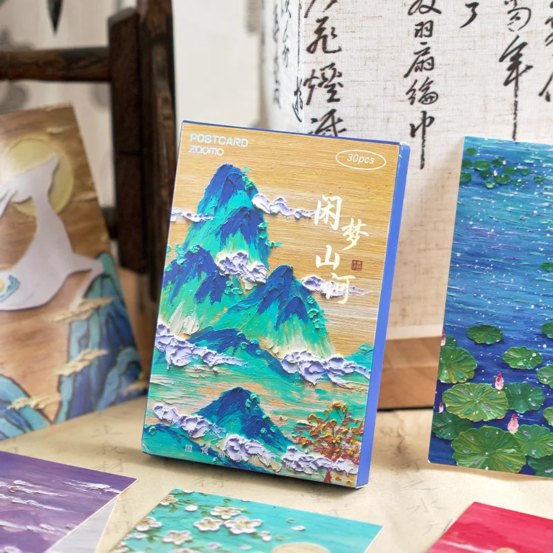 30PCS Leisure Dream Mountain River Postcard Set - National Style Oil Painting Blessing Greeting Cards Office Supplies
30PCS Leisure Dream Mountain River Postcard Set - National Style Oil Painting Blessing Greeting Cards Office Supplies