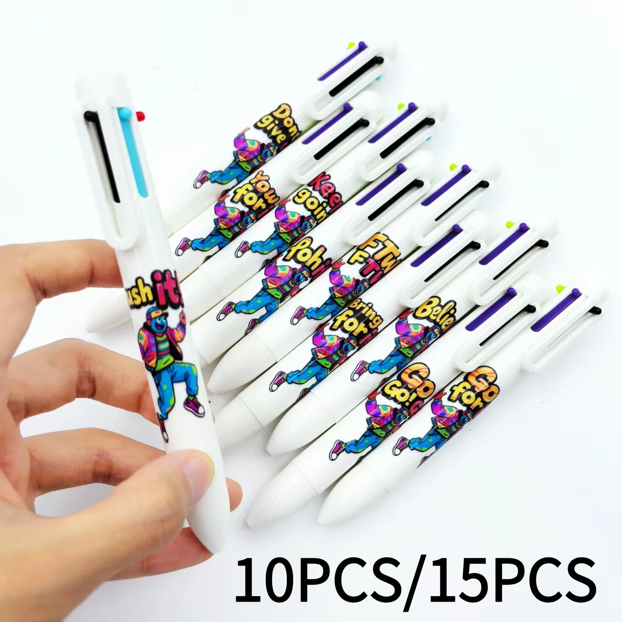 10PCS/15PCS Inspirational Figure multi-color press Ballpoint pen Inspirational phrase series Ballpoint pen
10PCS/15PCS Inspirational Figure multi-color press Ballpoint pen Inspirational phrase series Ballpoint pen