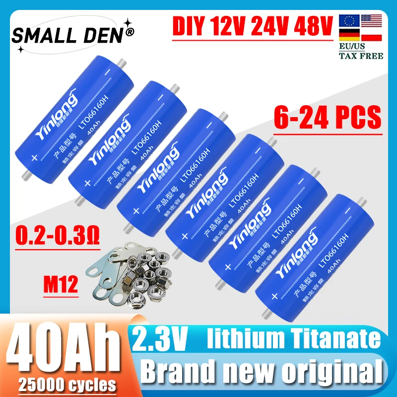 2.3V 40Ah 6-24 PCS Brand new yinlong Lithium titanate LTO Battery 10c Electric Boat Solar Speaker Power Battery DIY 12V 24V 48V
2.3V 40Ah 6-24 PCS Brand new yinlong Lithium titanate LTO Battery 10c Electric Boat Solar Speaker Power Battery DIY 12V 24V 48V