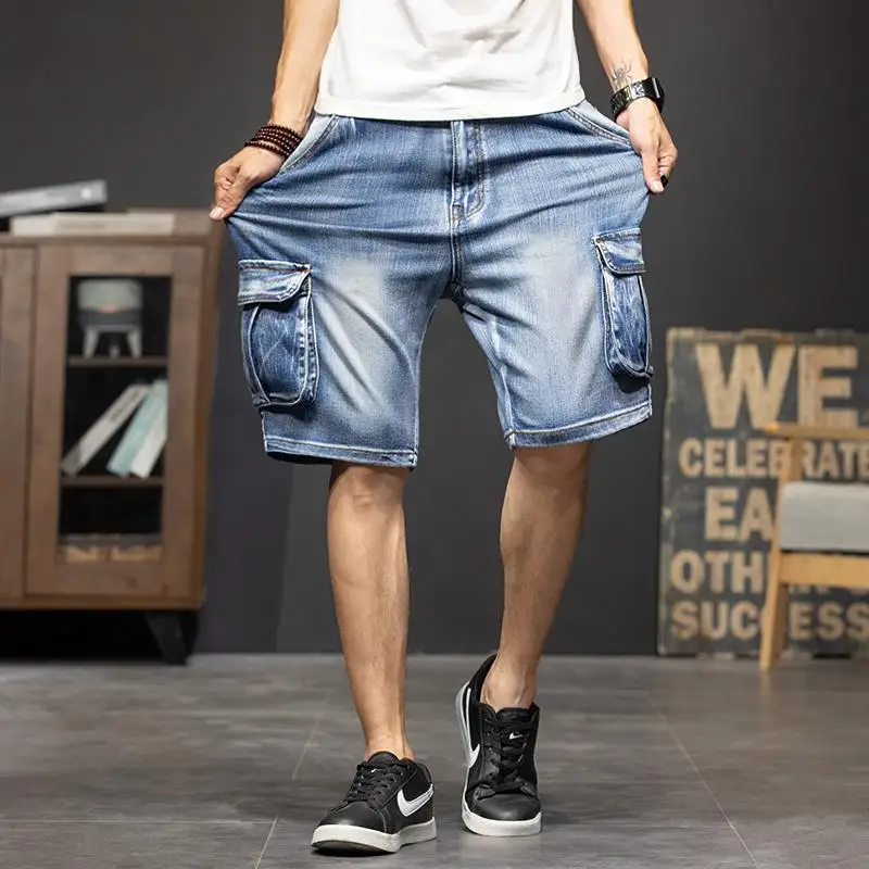 Men's Summer Multi Pockets Cargo Denim Shorts Fashion Blue Five Point Loose Mid-Length Shorts Jeans
Men's Summer Multi Pockets Cargo Denim Shorts Fashion Blue Five Point Loose Mid-Length Shorts Jeans