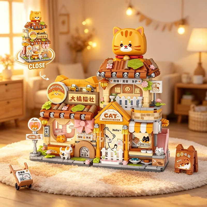 Folded Street View House Animals Building Blocks Big Orange Cat Club Shop Assembly Bricks Model Toys Educational Girl Gifts
Folded Street View House Animals Building Blocks Big Orange Cat Club Shop Assembly Bricks Model Toys Educational Girl Gifts