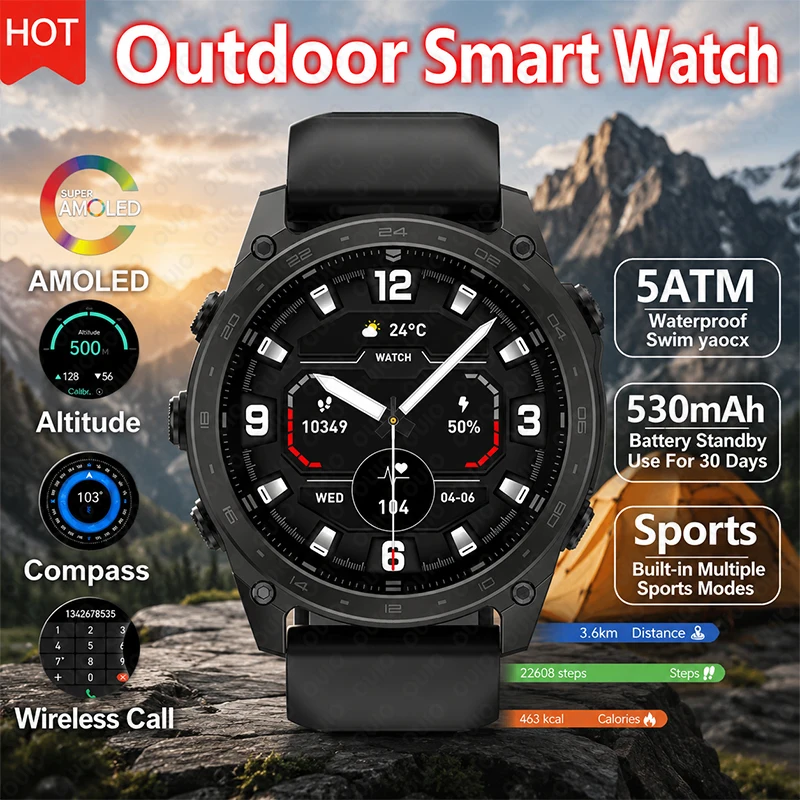 2026 New Sports Smart Watch Sports Mode Wireless Call 5ATM Compass Altimeter LED Flashlight 1.43 Inch AMOLED Screen Smart Watch
2026 New Sports Smart Watch Sports Mode Wireless Call 5ATM Compass Altimeter LED Flashlight 1.43 Inch AMOLED Screen Smart Watch