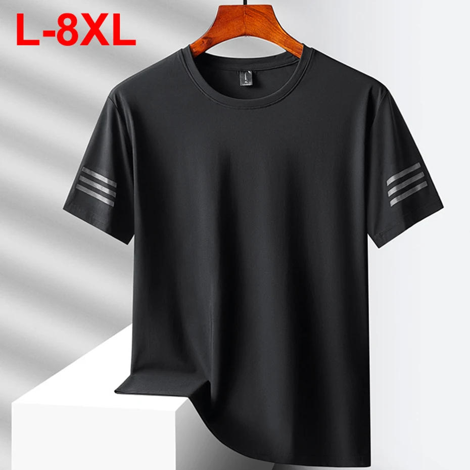 7XL 8XL Men Summer Ice Silk T Shirt Plus Size Short Sleeve Tee Tops Thin Quick-dry Sports T-shirts Loose Casual Tshirt
7XL 8XL Men Summer Ice Silk T Shirt Plus Size Short Sleeve Tee Tops Thin Quick-dry Sports T-shirts Loose Casual Tshirt