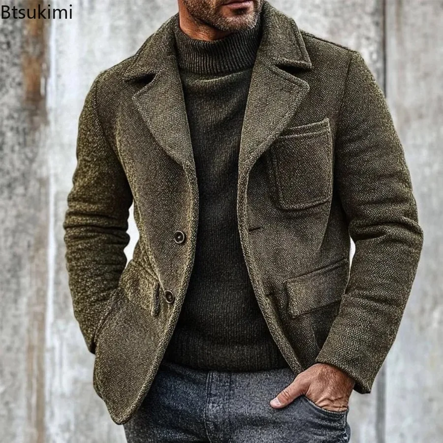Autumn Winter Men'svintage Casual Woolen Coats Single Breasted Elegant Casual Slim Suit Jackets Solid Thicker Herringbone Coats
Autumn Winter Men'svintage Casual Woolen Coats Single Breasted Elegant Casual Slim Suit Jackets Solid Thicker Herringbone Coats