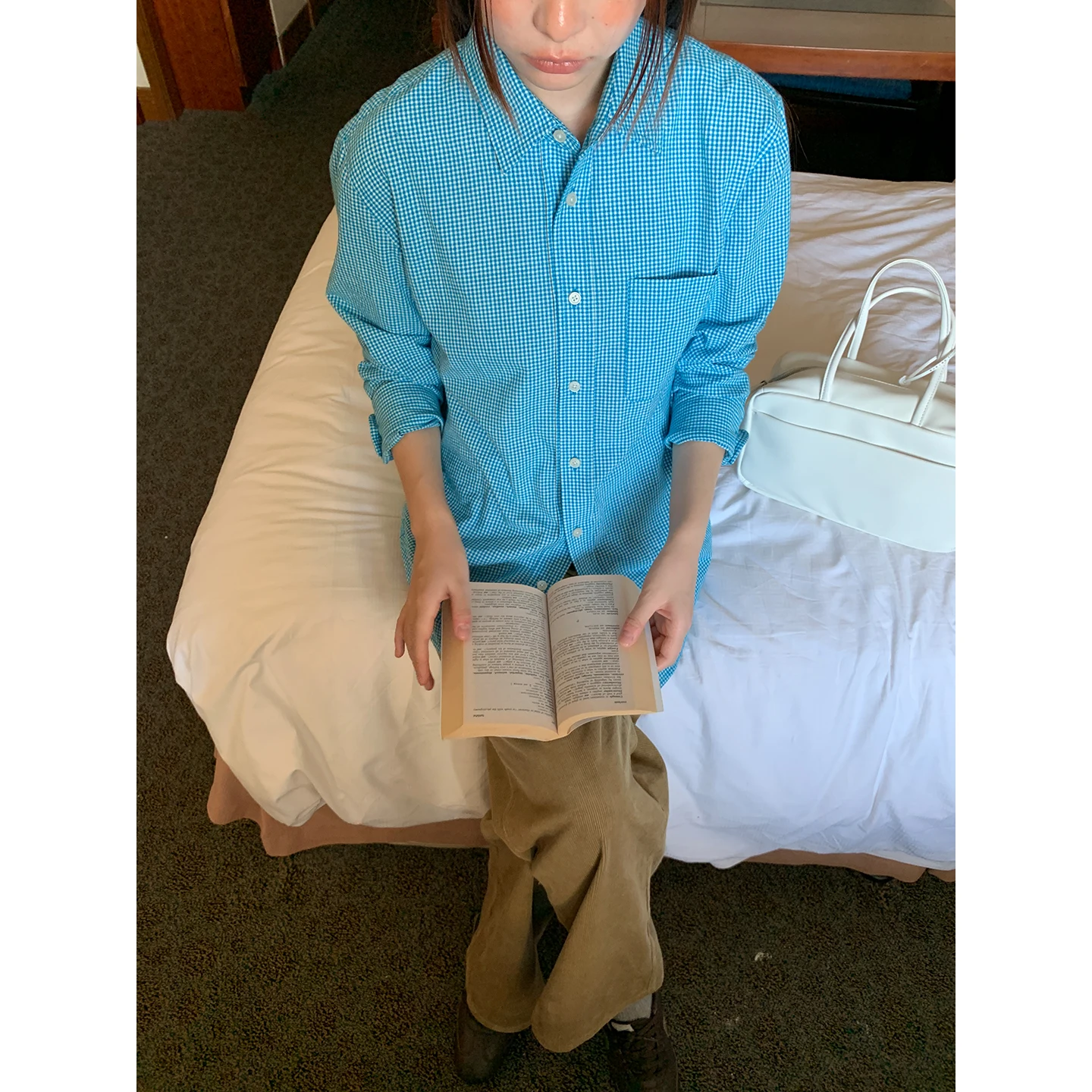 Blue Plaid Long Sve irt Women's Loose Fit Slimming Inner Wear Korean Sle Ongie Design Sensation Casual Faion Top
Blue Plaid Long Sve irt Women's Loose Fit Slimming Inner Wear Korean Sle Ongie Design Sensation Casual Faion Top