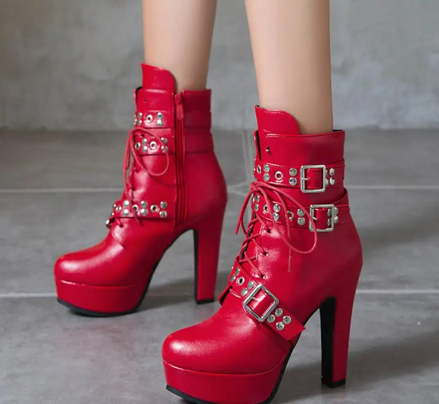 New Red Women'y Shoes Sexy Ankle Boots Platform Red White Yellow Lace Up High Heels Short Boot Female Autumn Winter Large size
New Red Women'y Shoes Sexy Ankle Boots Platform Red White Yellow Lace Up High Heels Short Boot Female Autumn Winter Large size