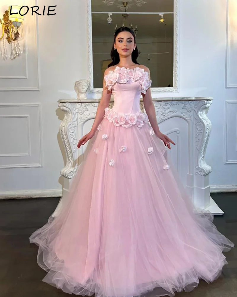 LORIE Pink Evening Dress Chiffon A-Line 3D Flowers Strapless Princess Prom Dress Sexy Sweetheart Brithday Party Gown Customized
LORIE Pink Evening Dress Chiffon A-Line 3D Flowers Strapless Princess Prom Dress Sexy Sweetheart Brithday Party Gown Customized