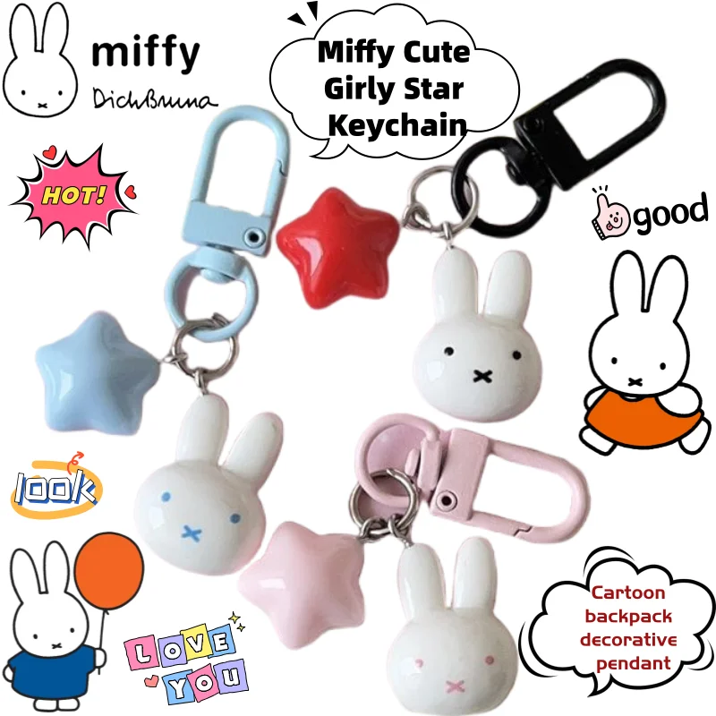 New Miffy Animation Peripheral Creative Cute Girl Heart Star Keychain Secondary Cartoon Kawaii Backpack Decorative Pendant Gift
New Miffy Animation Peripheral Creative Cute Girl Heart Star Keychain Secondary Cartoon Kawaii Backpack Decorative Pendant Gift