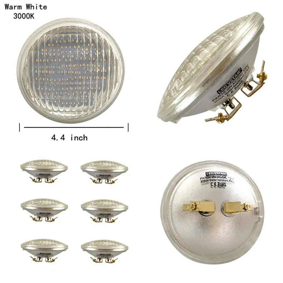 LED PAR36 9W Bulb, 12V 850-950lm 50W Halogen Equivalent,3000K, Water Resistant, for landscape light, flood light, tractor light
LED PAR36 9W Bulb, 12V 850-950lm 50W Halogen Equivalent,3000K, Water Resistant, for landscape light, flood light, tractor light
