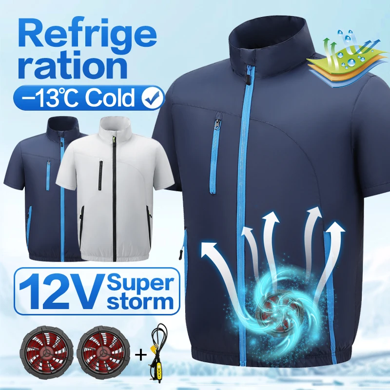 Summer new style short-sleeved air conditioning cooling fan clothing, workers' work clothes for working outdoors, heat protectio
Summer new style short-sleeved air conditioning cooling fan clothing, workers' work clothes for working outdoors, heat protectio