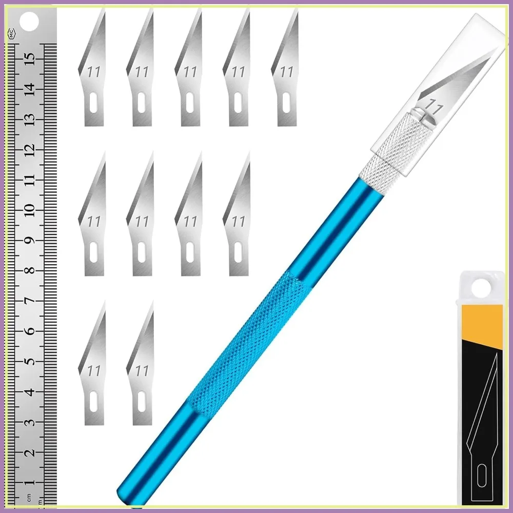 Precision Hobby Knife Set with 10 Extra #11 Blades, Steel Ruler for Crafting, Polymer Clay, Paper, Vinyl & Model Making
Precision Hobby Knife Set with 10 Extra #11 Blades, Steel Ruler for Crafting, Polymer Clay, Paper, Vinyl & Model Making