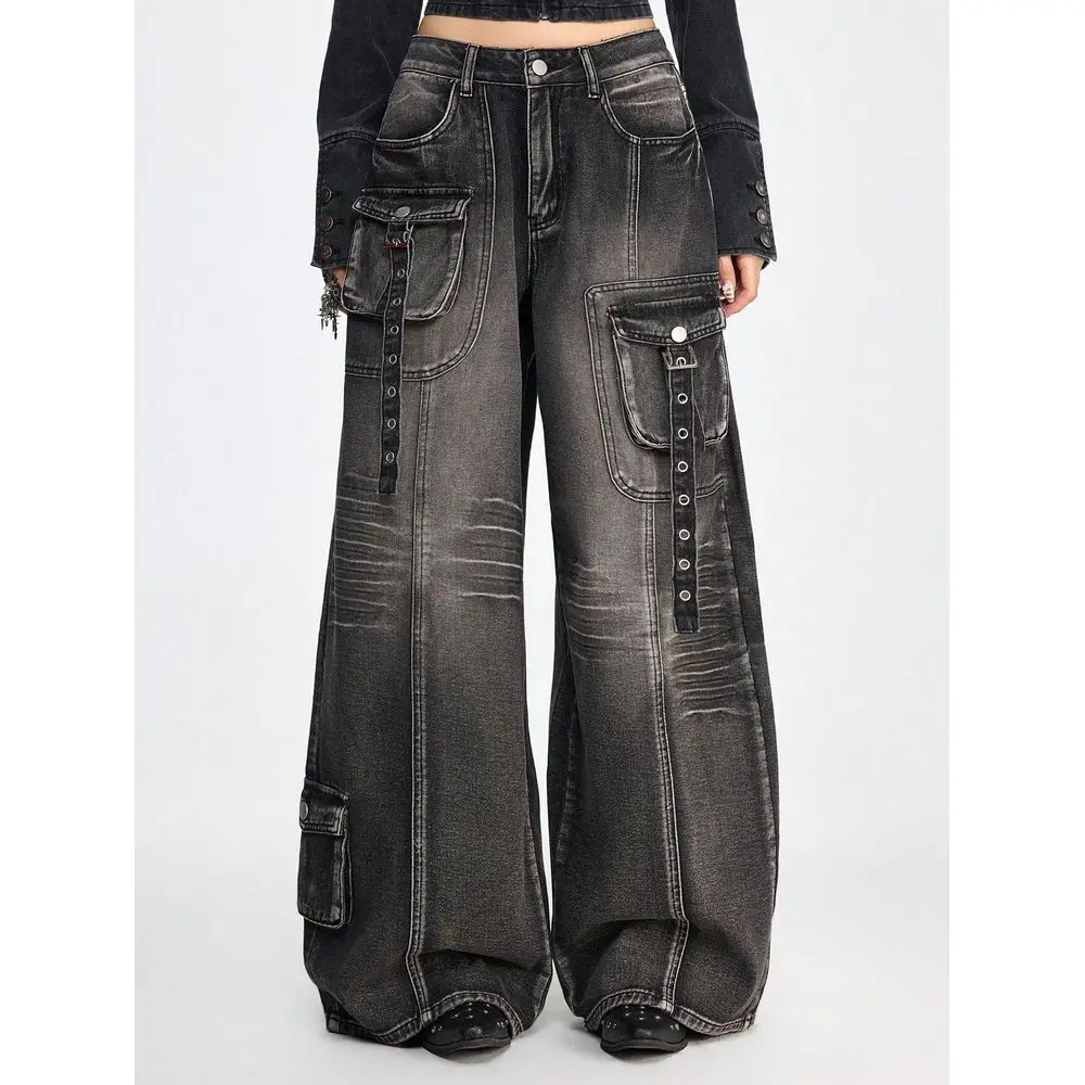 Grunge Punk Vintage Punk Metal Grommet Loose Wide Leg Jeans
Grunge Punk Vintage Punk Metal Grommet Loose Wide Leg Jeans