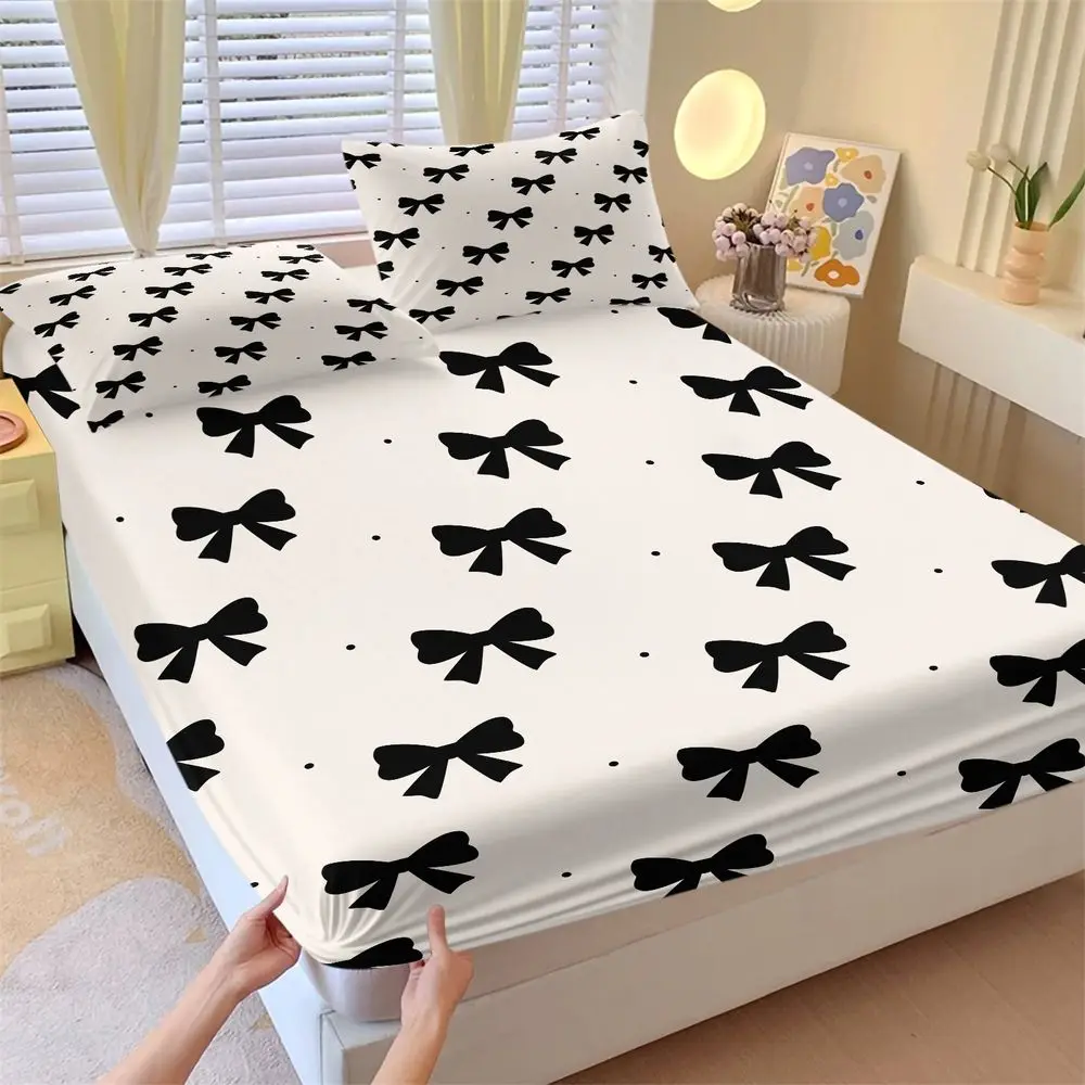 3Pcs Cute Black Bow Print Fitted Sheet Set Aesthetic Bed Sheets Set Soft Bedding Set for Girls Bedroom Dorm All Season Decor
3Pcs Cute Black Bow Print Fitted Sheet Set Aesthetic Bed Sheets Set Soft Bedding Set for Girls Bedroom Dorm All Season Decor