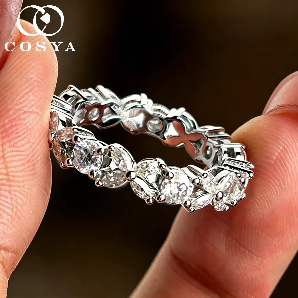 COSYA Full Moissanite Ring for Women 100% S925 Silver D Color Pass Diamond Test Marquise Eternity Wedding Band Fine Jewelry Gift
COSYA Full Moissanite Ring for Women 100% S925 Silver D Color Pass Diamond Test Marquise Eternity Wedding Band Fine Jewelry Gift