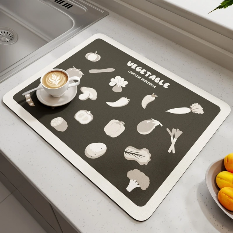 Cartoon Print Dish Drying Mat Super Absorbent Nonslip Kitchen Sink Countertop Dry Pad for Utensils Cup Plates Organizers 87HA
Cartoon Print Dish Drying Mat Super Absorbent Nonslip Kitchen Sink Countertop Dry Pad for Utensils Cup Plates Organizers 87HA