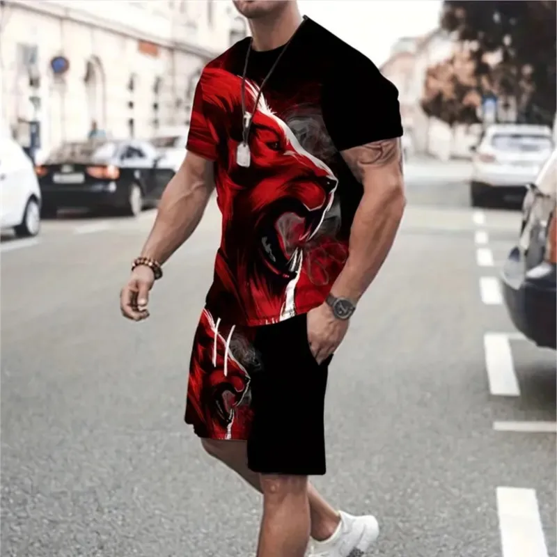 Men's High Temperament Suit Outdoor Short Sleeve Shorts Sports Two Piece 2025 Summer Round Neck Casual T-Shirt 3D Lion Printed
Men's High Temperament Suit Outdoor Short Sleeve Shorts Sports Two Piece 2025 Summer Round Neck Casual T-Shirt 3D Lion Printed