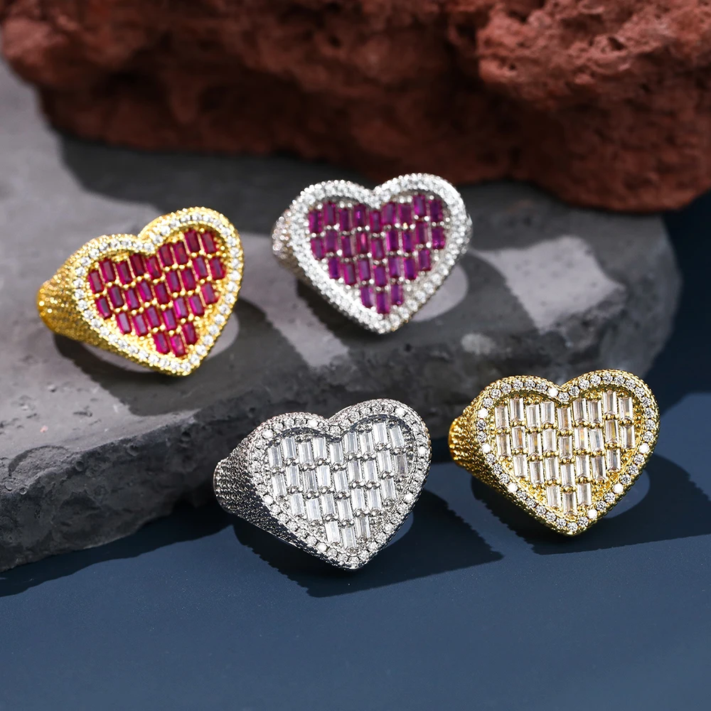 Iced Heart Ring Wide Big Baguettecz Full Paved Out Square Cubic Zirconia HipHop Ring Delicate Punk Jewelry For Men And Women
Iced Heart Ring Wide Big Baguettecz Full Paved Out Square Cubic Zirconia HipHop Ring Delicate Punk Jewelry For Men And Women