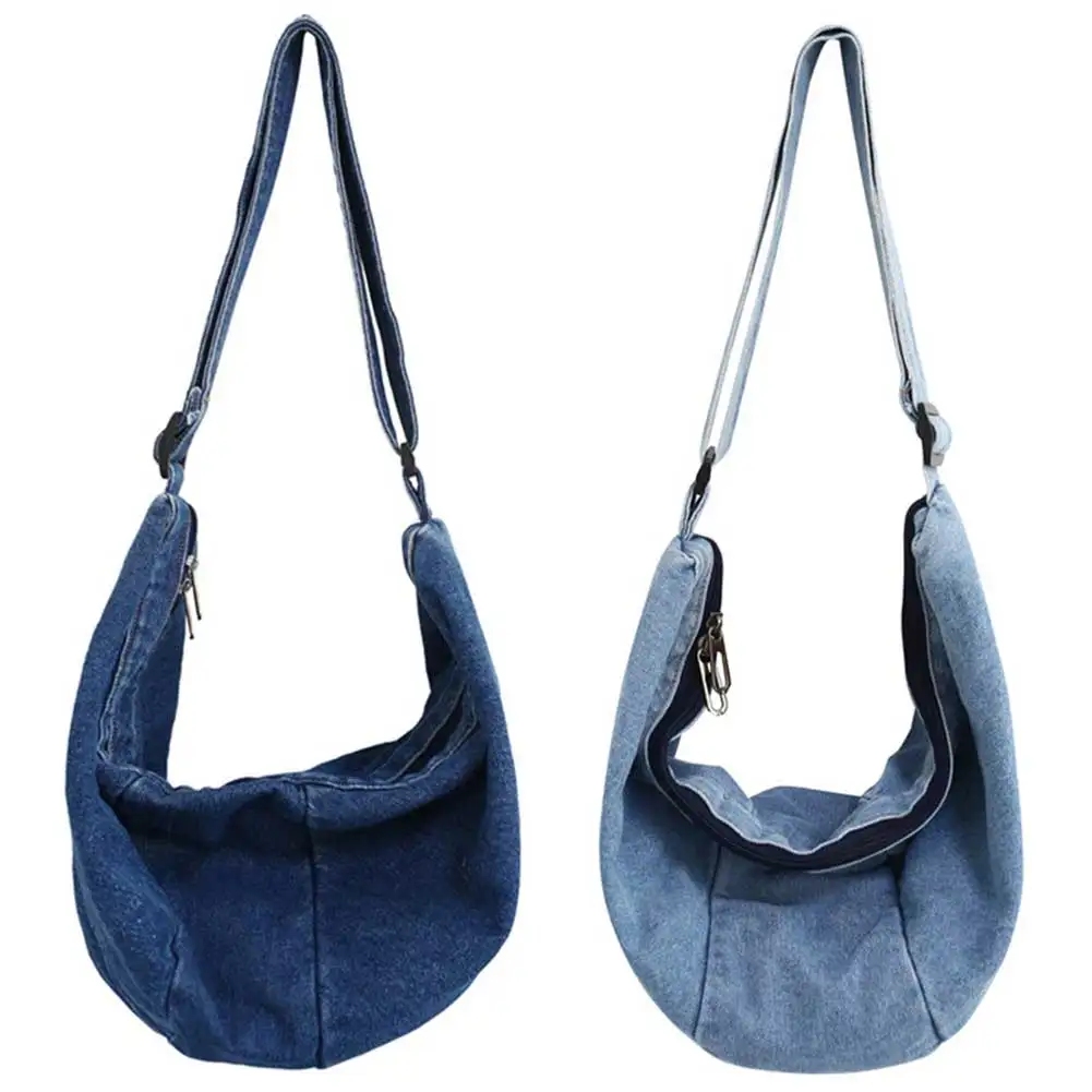 Unisex Hobo Sling Bag Adjustable Strap Denim Solid Color Bag Zipper Closure Large Capacity Daily Dating Bag for Women Men
Unisex Hobo Sling Bag Adjustable Strap Denim Solid Color Bag Zipper Closure Large Capacity Daily Dating Bag for Women Men