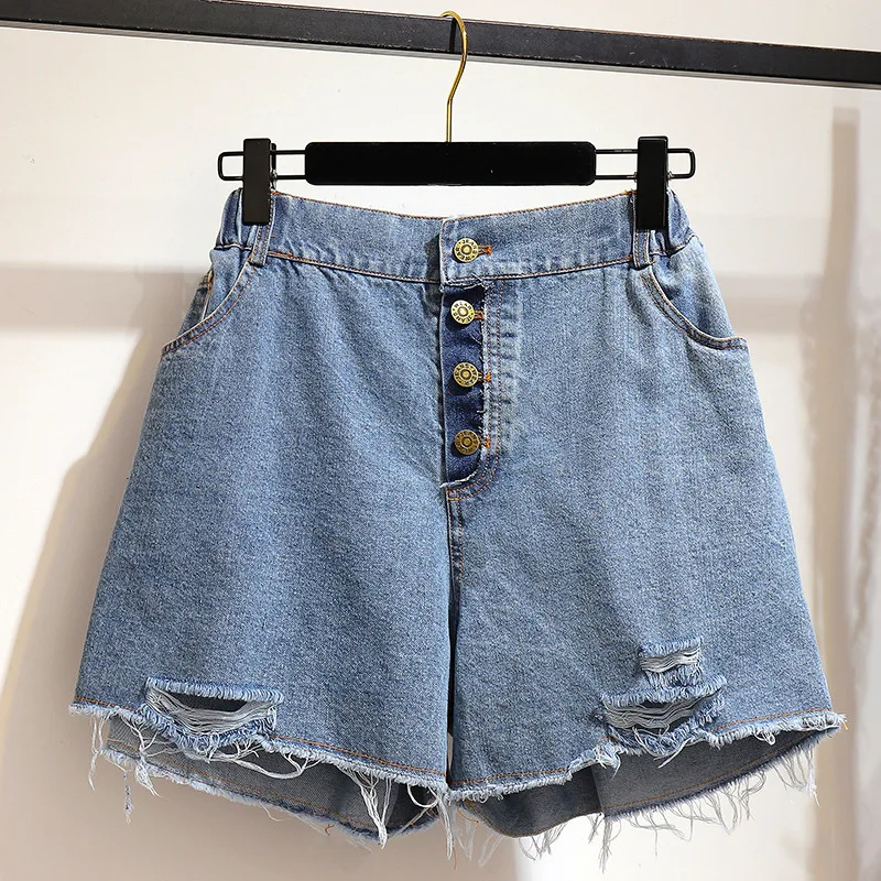 Summer Loose Plus Size Denim Shorts for Women, Korean Version, Broken Hole Wide Leg Pants
Summer Loose Plus Size Denim Shorts for Women, Korean Version, Broken Hole Wide Leg Pants