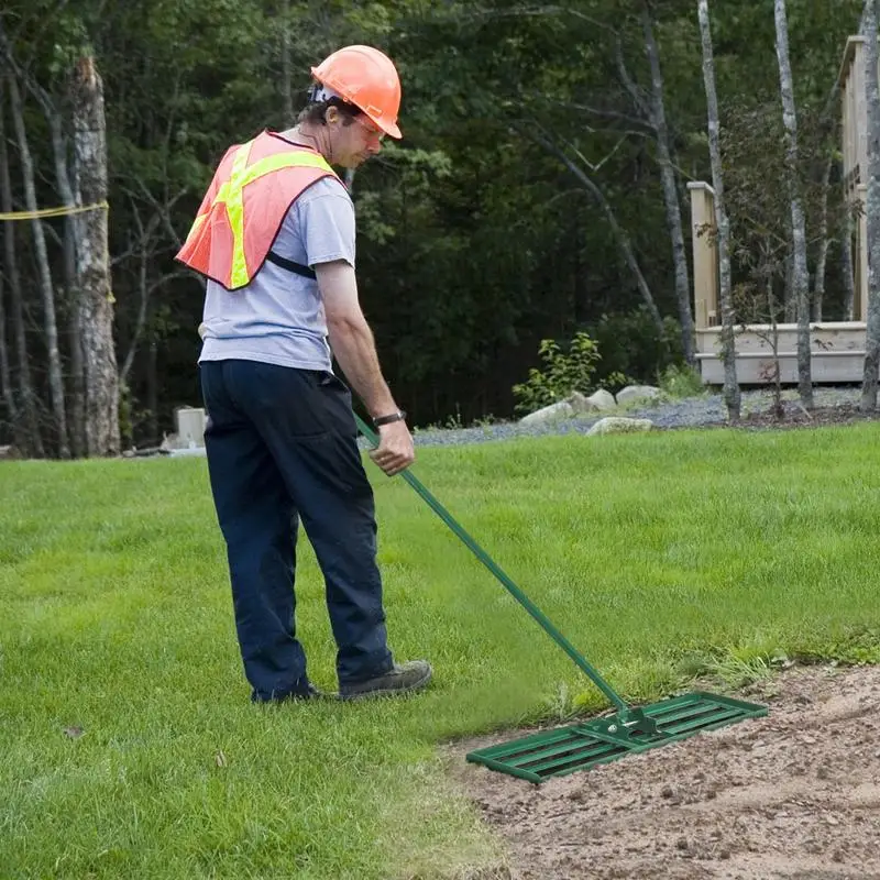 36 x 10 Inch Lawn Leveling Rake with Ergonomic Handle-Green
36 x 10 Inch Lawn Leveling Rake with Ergonomic Handle-Green