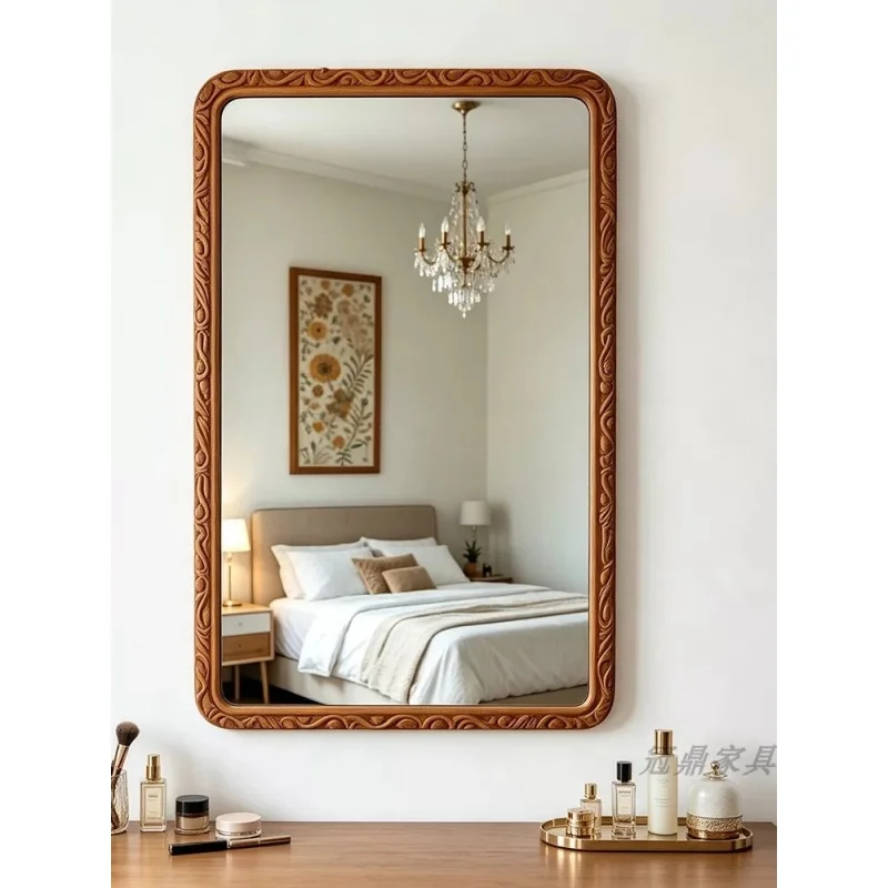 French retro-style rectangular dress mirror, American mid-century style engraved vanity mirror, hotel washbasin bathroom mirror
French retro-style rectangular dress mirror, American mid-century style engraved vanity mirror, hotel washbasin bathroom mirror