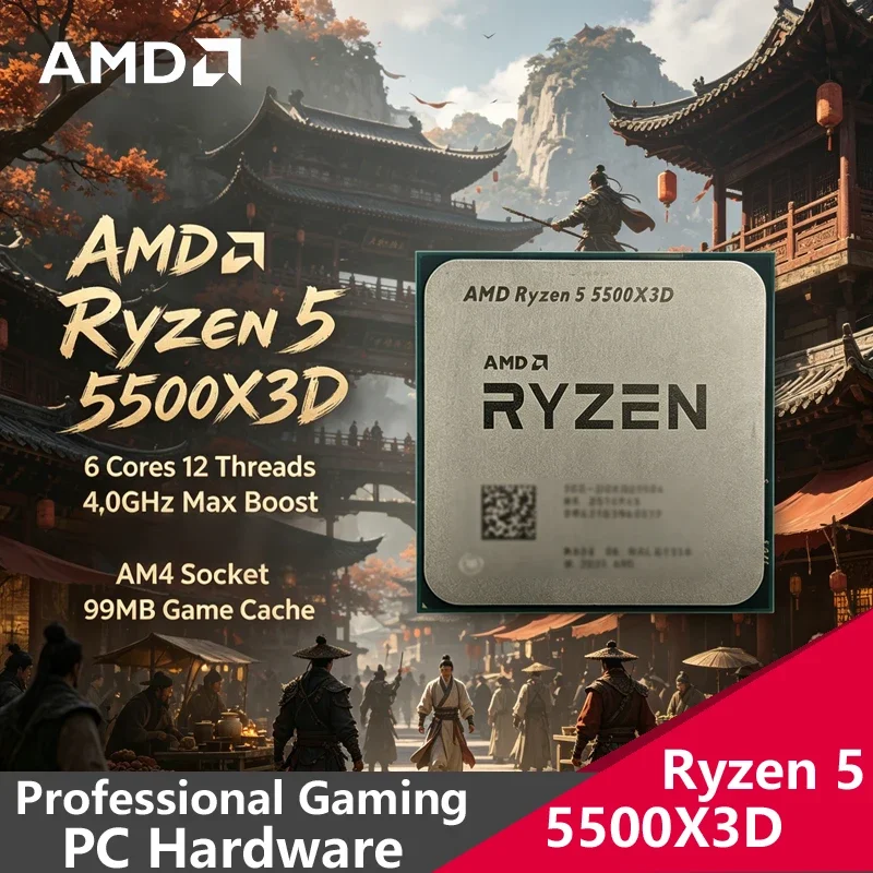 AMD Ryzen 5 5500X3D AM4 7nm Gaming CPU, 6C12T, 4.0GHz Boost, 96MB L3 Cache, 105W, DDR4 For DIY Gaming Desktop Builds
AMD Ryzen 5 5500X3D AM4 7nm Gaming CPU, 6C12T, 4.0GHz Boost, 96MB L3 Cache, 105W, DDR4 For DIY Gaming Desktop Builds