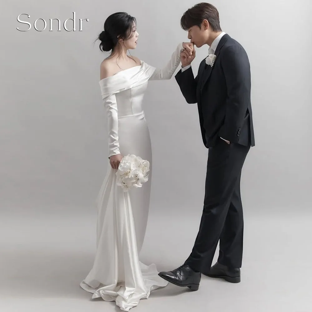Sondr Customized Boat Neck Korean Wedding Dresses Satin Elegant Corset Back Bridal Photo Shoot Gown Elegant Long Party Dresses
Sondr Customized Boat Neck Korean Wedding Dresses Satin Elegant Corset Back Bridal Photo Shoot Gown Elegant Long Party Dresses