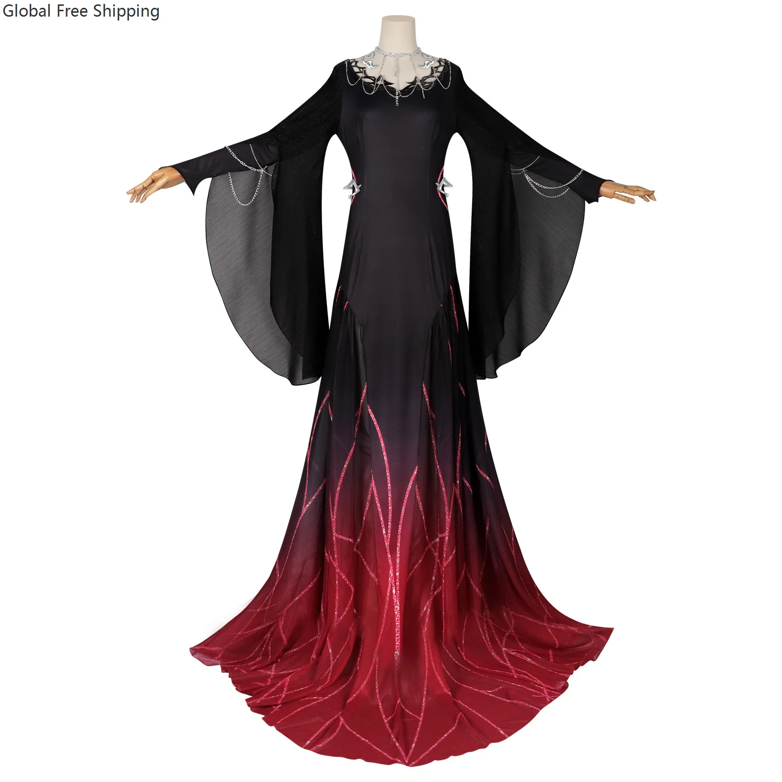 Game Women's Role-playing Dress Black And Red Tight Fishtail Skirt Evening Dress Halloween Sexy Masquerade Medieval Suit 2025 
Game Women's Role-playing Dress Black And Red Tight Fishtail Skirt Evening Dress Halloween Sexy Masquerade Medieval Suit 2025