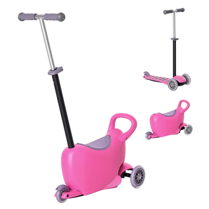 Qaba 3-in-1 Ride On Push Car, Kids Scooter, Sliding Walker, Push Rider, with Adjustable Handlebar, 3 Balanced Wheels, Removable Storage Seat, for Boys and Girls Aged 2-6 Years Olds, Pink
Qaba 3-in-1 Ride On Push Car, Kids Scooter, Sliding Walker, Push Rider, with Adjustable Handlebar, 3 Balanced Wheels, Removable Storage Seat, for Boys and Girls Aged 2-6 Years Olds, Pink