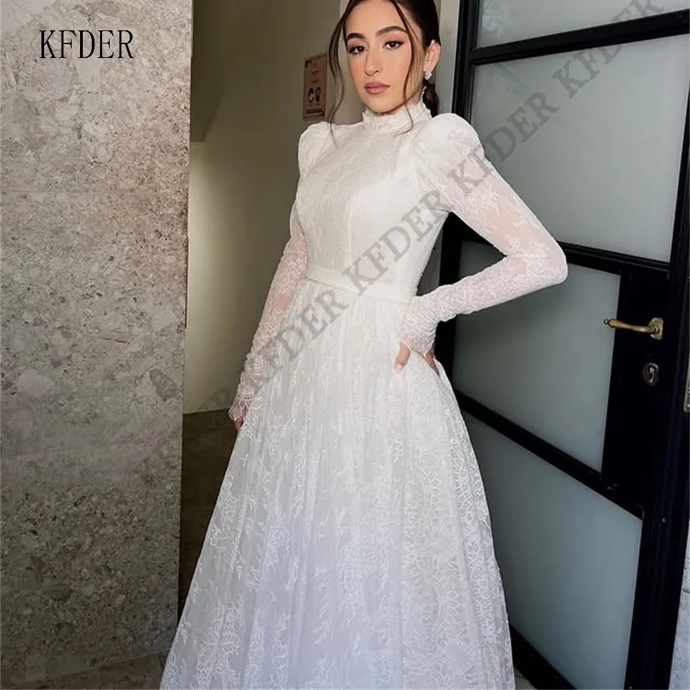 A Line Women's Lace Appliques Wedding Dresses Vestido De Novia Bride Gowns Long Sleeve O Neck Customized Robe De Mariée
A Line Women's Lace Appliques Wedding Dresses Vestido De Novia Bride Gowns Long Sleeve O Neck Customized Robe De Mariée