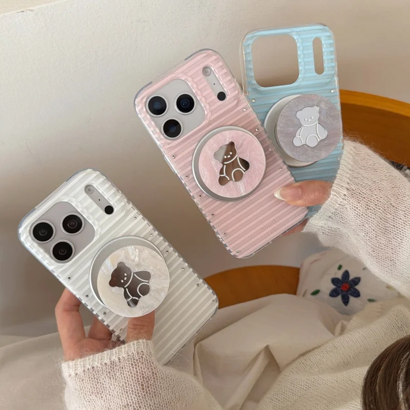 Fashion Solid Color Sripes Diamond Magnetic Phone Case For iPhone 17 Pro 16 15 Pro Max Cover with Mirror Bear Stand For Magsafe
Fashion Solid Color Sripes Diamond Magnetic Phone Case For iPhone 17 Pro 16 15 Pro Max Cover with Mirror Bear Stand For Magsafe