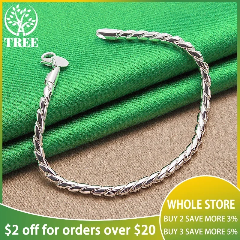 ALITREE 925 Sterling Silver Bracelets Fashion 4mm Round Snake Chain Bracelet For Woman Party Wedding Birthday Jewelry Gifts
ALITREE 925 Sterling Silver Bracelets Fashion 4mm Round Snake Chain Bracelet For Woman Party Wedding Birthday Jewelry Gifts
