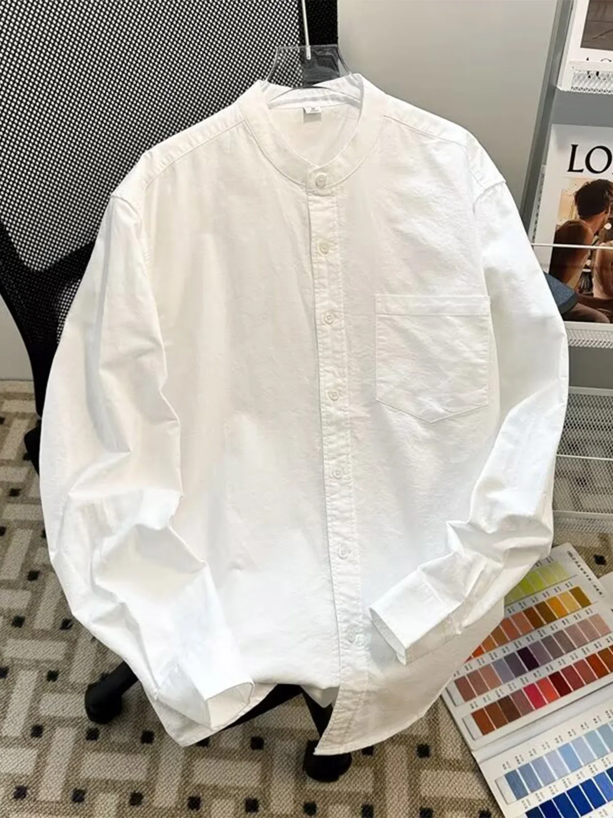Casual Oxford Cloth Shirt Men's Spring 2026 Single Pocket Long Sleeve Stand Collar Pure Color Jacket Loose Fit Youth Style
Casual Oxford Cloth Shirt Men's Spring 2026 Single Pocket Long Sleeve Stand Collar Pure Color Jacket Loose Fit Youth Style